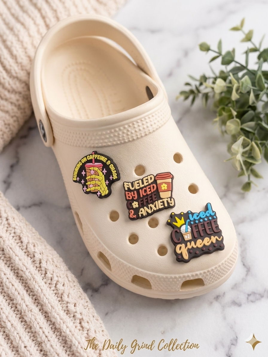 Bookish Shoe Charms for Clogs | Coffee Lover & Bookworm Gift | Cute PVC Rubber Shoe Pins for Readers, Librarian, Book Club | Iced Coffee & Books Aesthetic Clog Accessories