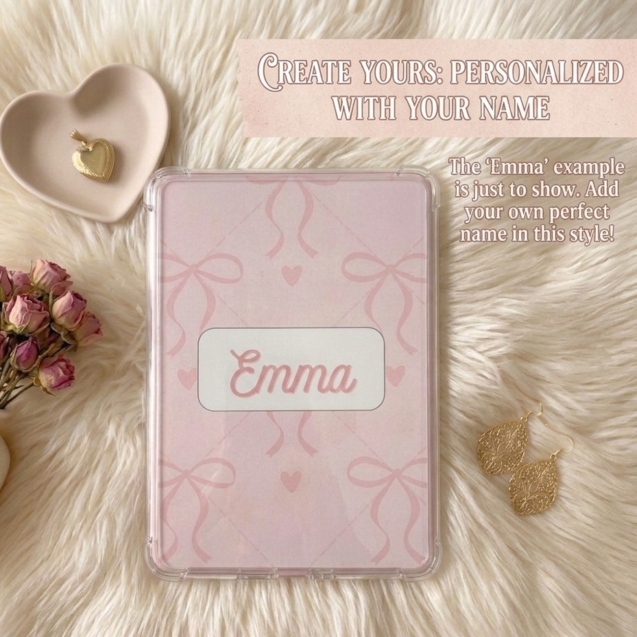 Personalized Kindle Insert | Custom Insert | Coquette Bow Aesthetic | Satin or Holographic Finish | Bookish Gift for Readers