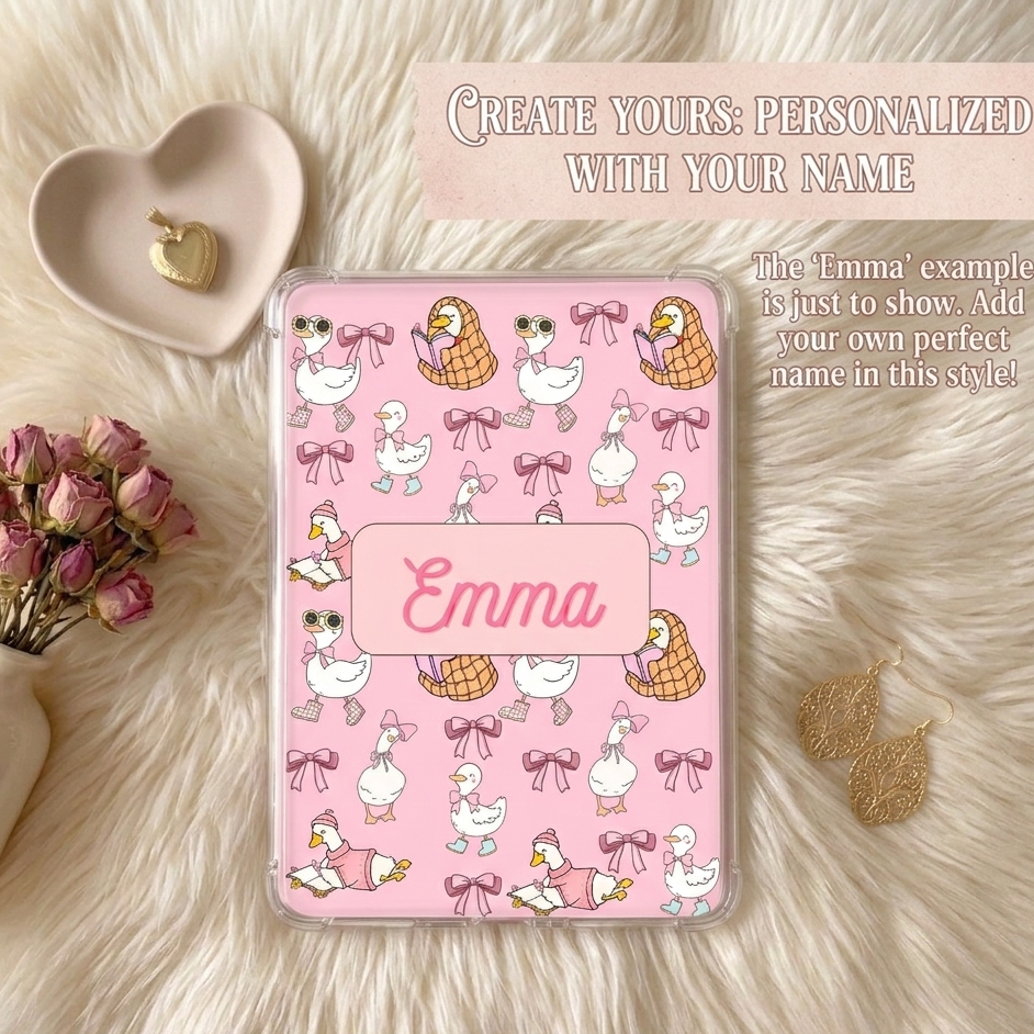 Personalized Kindle Insert | Coquette Silly Goose Pattern Kindle Case Insert | Satin or Holographic Finish | Bookish Gift for Readers
