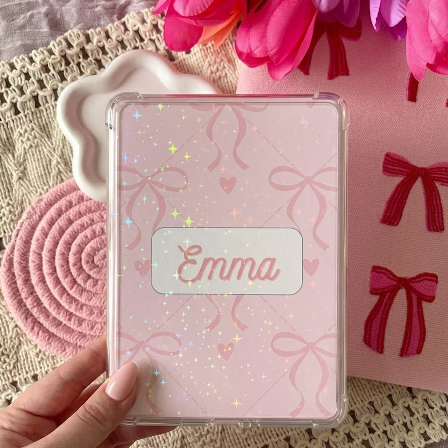 Personalized Kindle Insert | Custom Insert | Coquette Bow Aesthetic | Satin or Holographic Finish | Bookish Gift for Readers