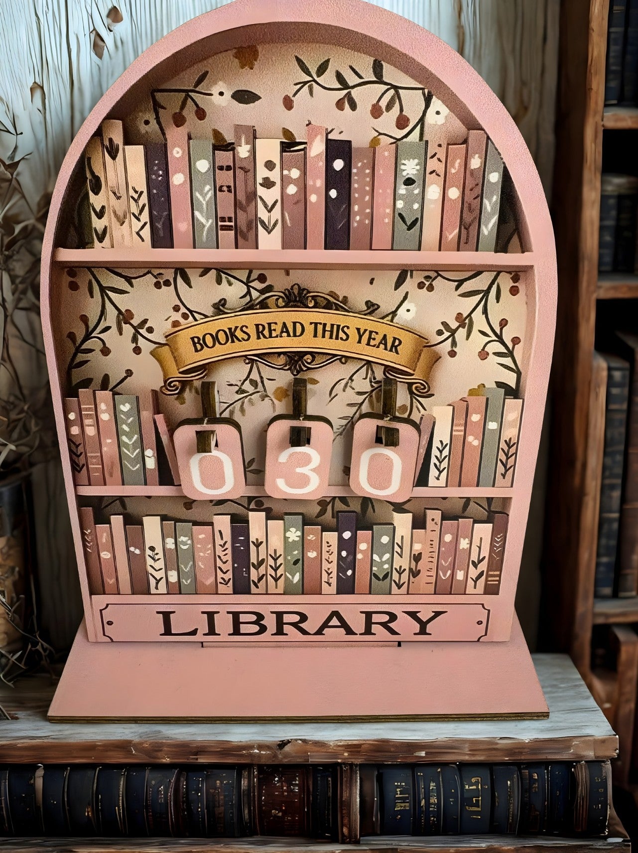 2D Books Read This Year Tracker – Wooden Reading Counter, Book Lover Gift, Reading Goal Tracker, Bookshelf Decor
