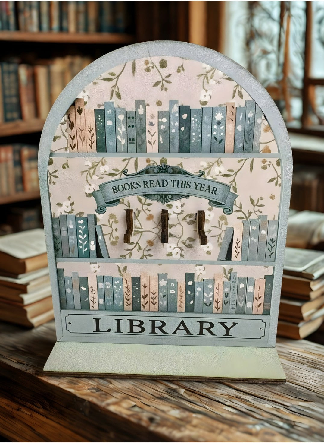 2D Books Read This Year Tracker – Wooden Reading Counter, Book Lover Gift, Reading Goal Tracker, Bookshelf Decor