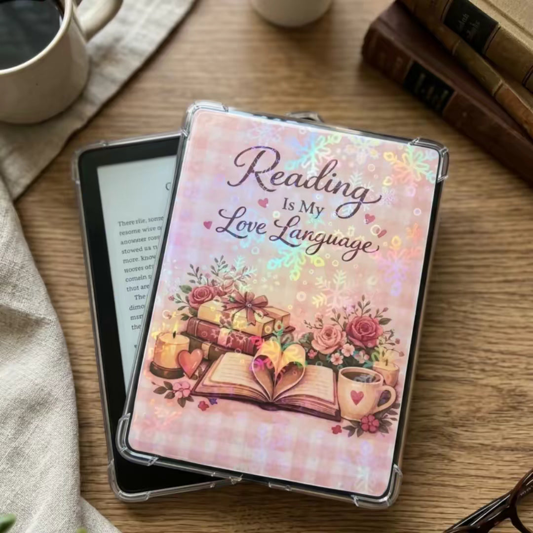 Holographic Kindle Insert | Cozy Bookish Kindle Skin | Romance Reader Gift | Kobo Insert | Clear Case Insert | Book Lover Gift Canada