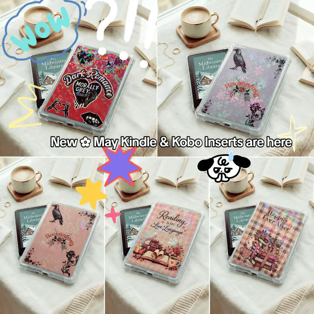 Holographic Kindle Insert | Cozy Bookish Kindle Skin | Romance Reader Gift | Kobo Insert | Clear Case Insert | Book Lover Gift Canada