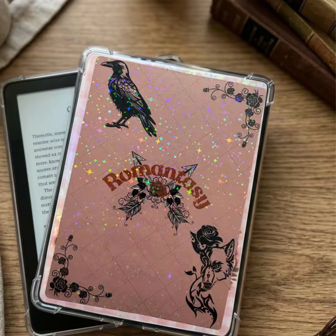 Holographic Kindle Insert | Cozy Bookish Kindle Skin | Romance Reader Gift | Kobo Insert | Clear Case Insert | Book Lover Gift Canada