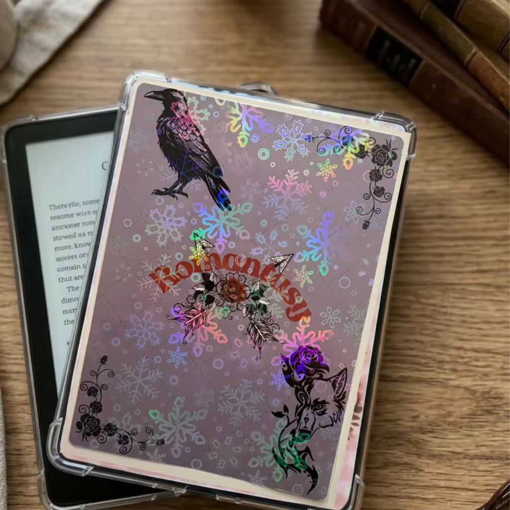 Holographic Kindle Insert | Cozy Bookish Kindle Skin | Romance Reader Gift | Kobo Insert | Clear Case Insert | Book Lover Gift Canada