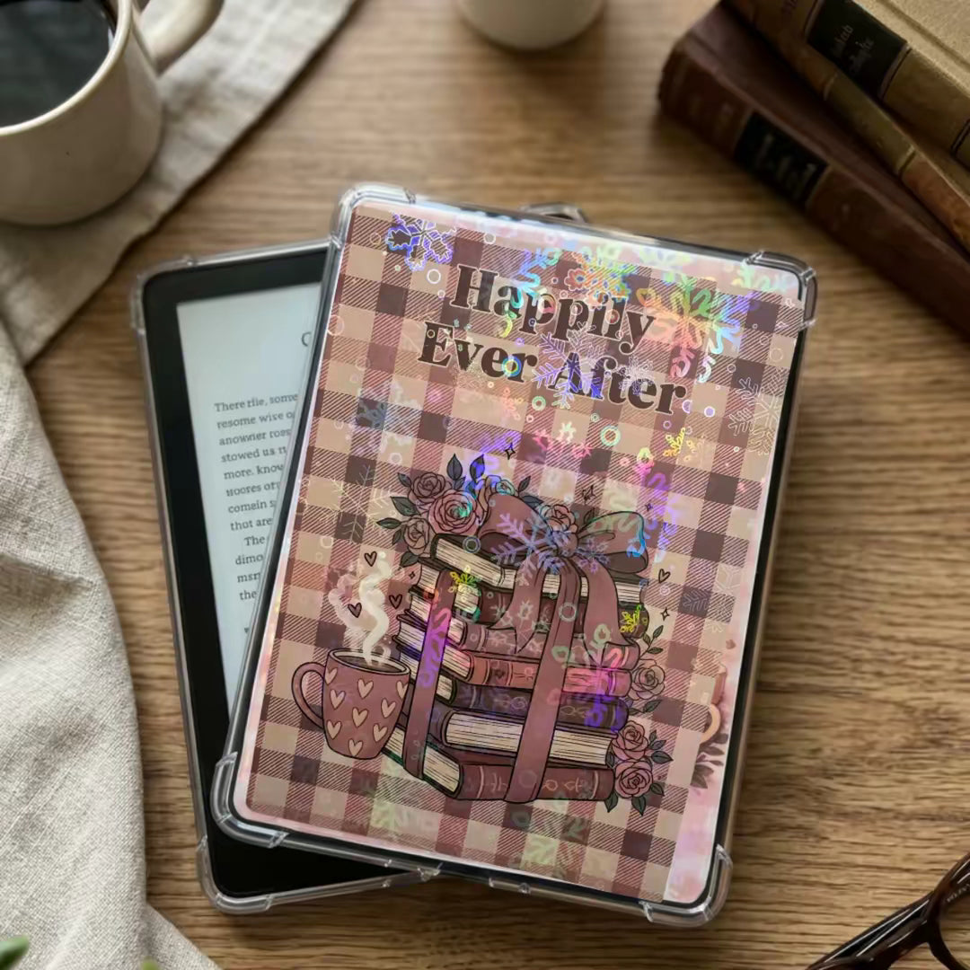 Holographic Kindle Insert | Cozy Bookish Kindle Skin | Romance Reader Gift | Kobo Insert | Clear Case Insert | Book Lover Gift Canada