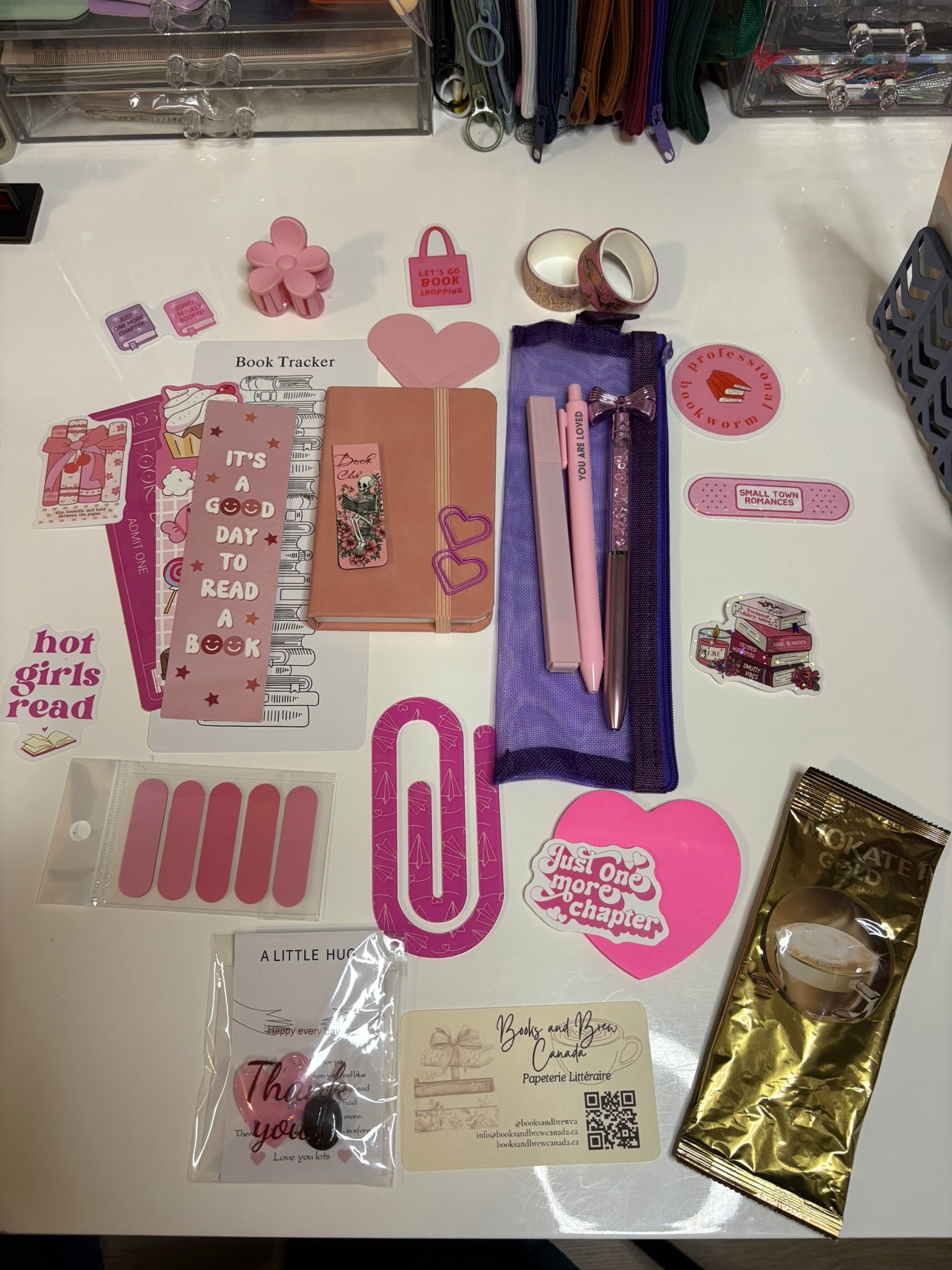 Pink Stationery Set | Pink Bookish bundle - Stickers, Bookmarks, Pens, and More!