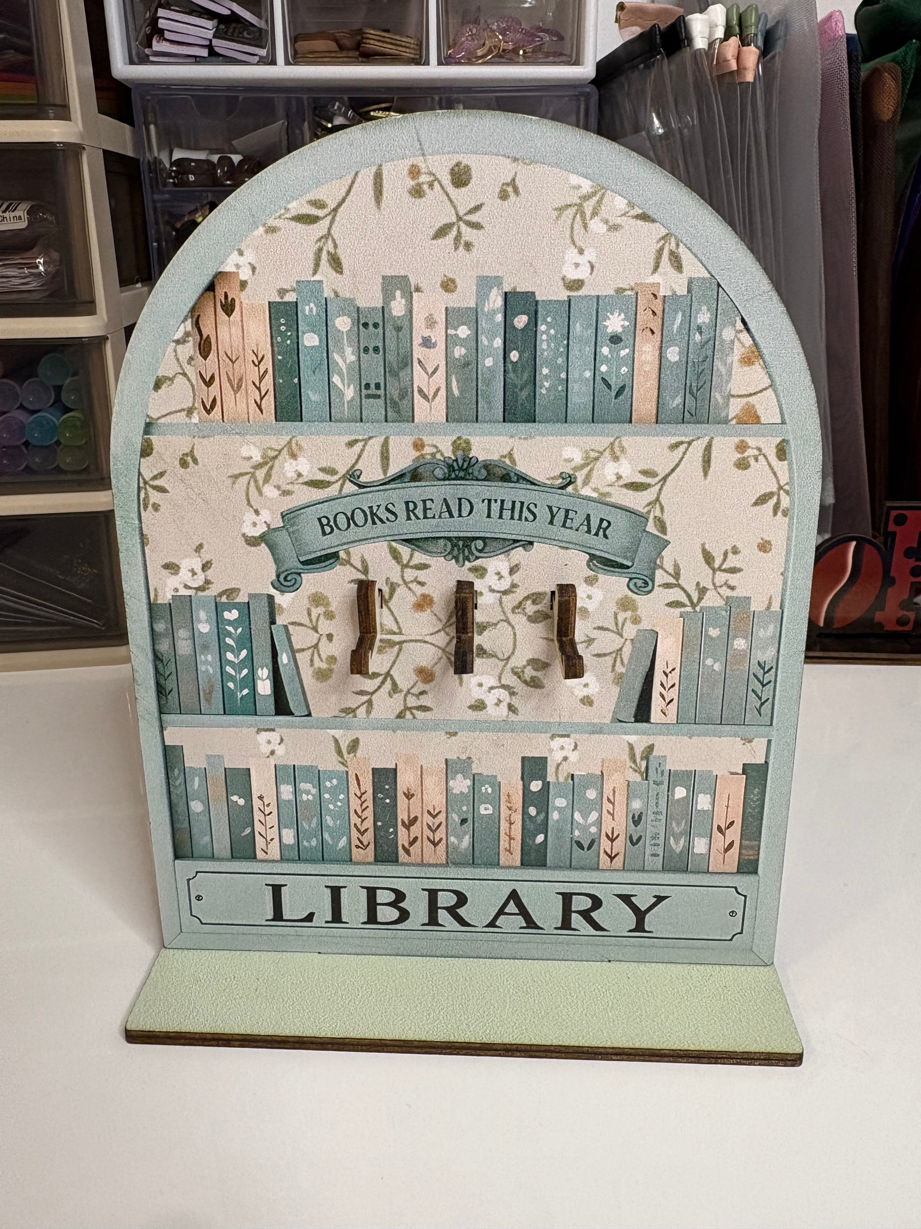 2D Books Read This Year Tracker – Wooden Reading Counter, Book Lover Gift, Reading Goal Tracker, Bookshelf Decor