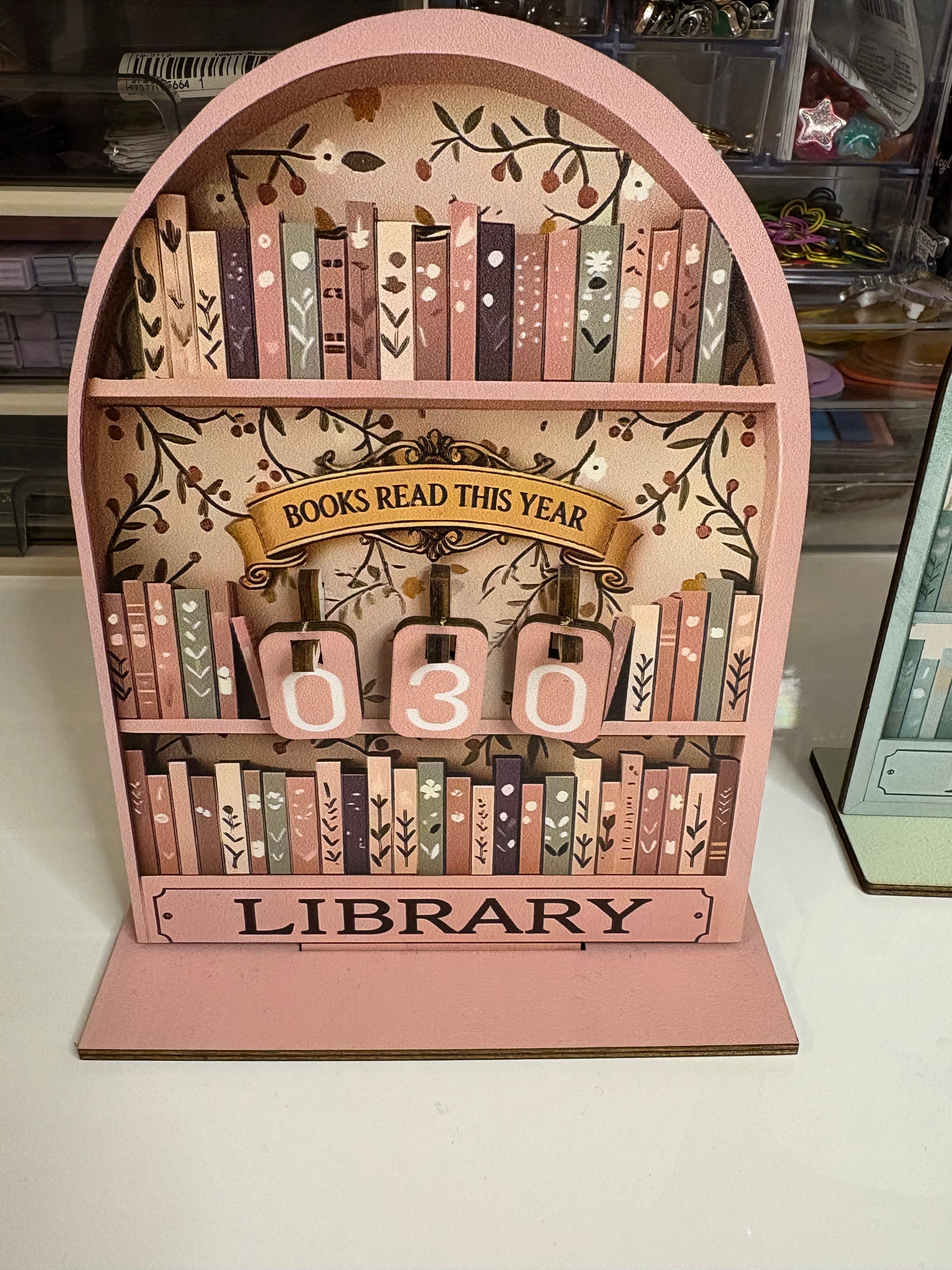 2D Books Read This Year Tracker – Wooden Reading Counter, Book Lover Gift, Reading Goal Tracker, Bookshelf Decor