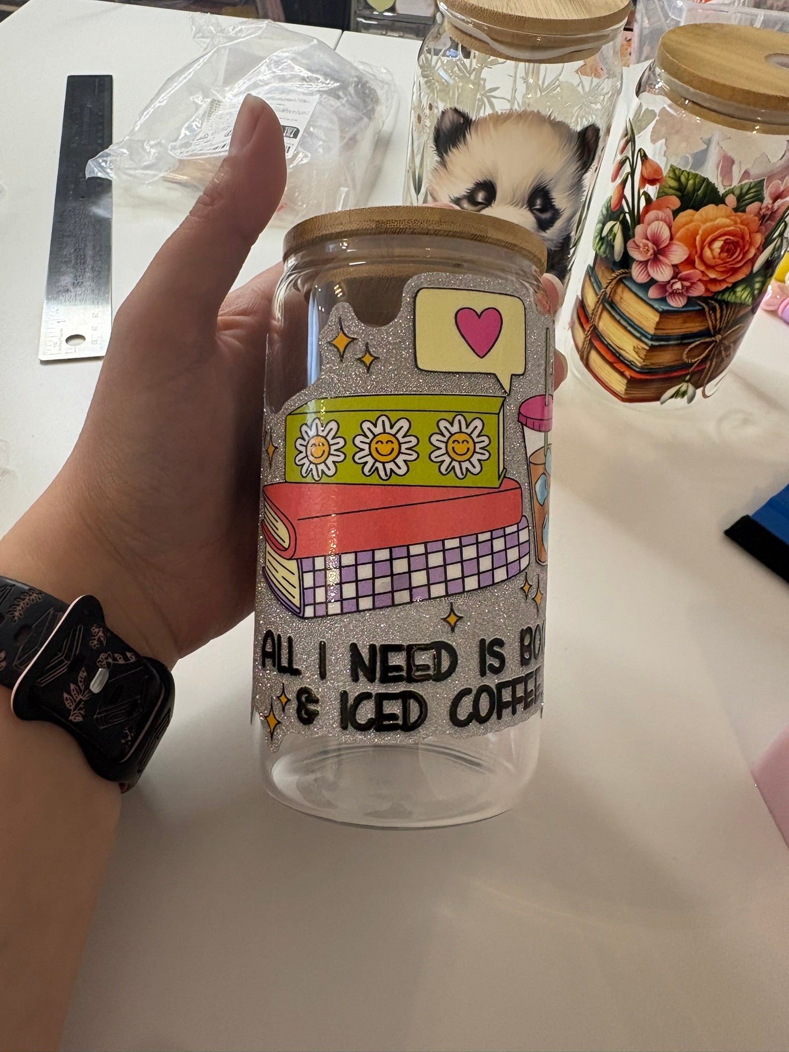 16 oz Bookish Glass tumbler(with straw)