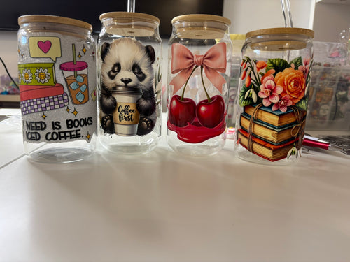 16 oz Bookish Glass tumbler(with straw)
