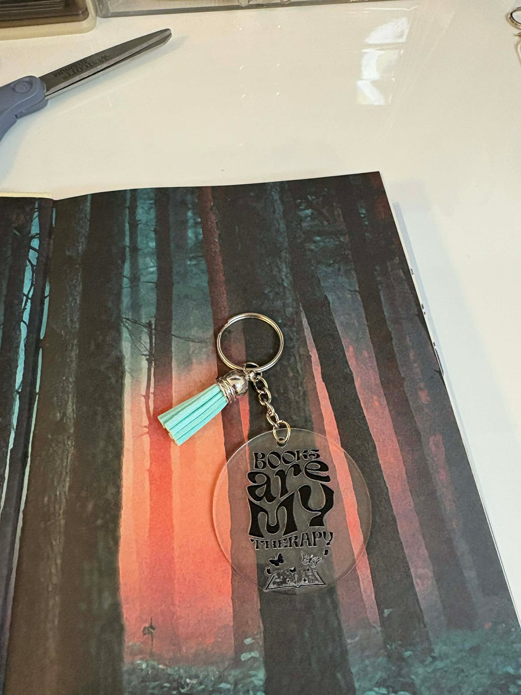 Bookish Quotes Keychain | Round Bookish Acrylic Tassel Charm Keychain | Book Lover Accessories | Bookish Merch | Bookish Stocking Stuffer