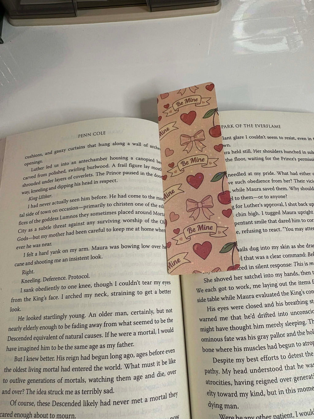 Holographic Bookmark | Be Mine, Hearts, Coquette Cherries & Bows Bookmark | Bookish Gift | Gift For Book Lover | Gift For Readers