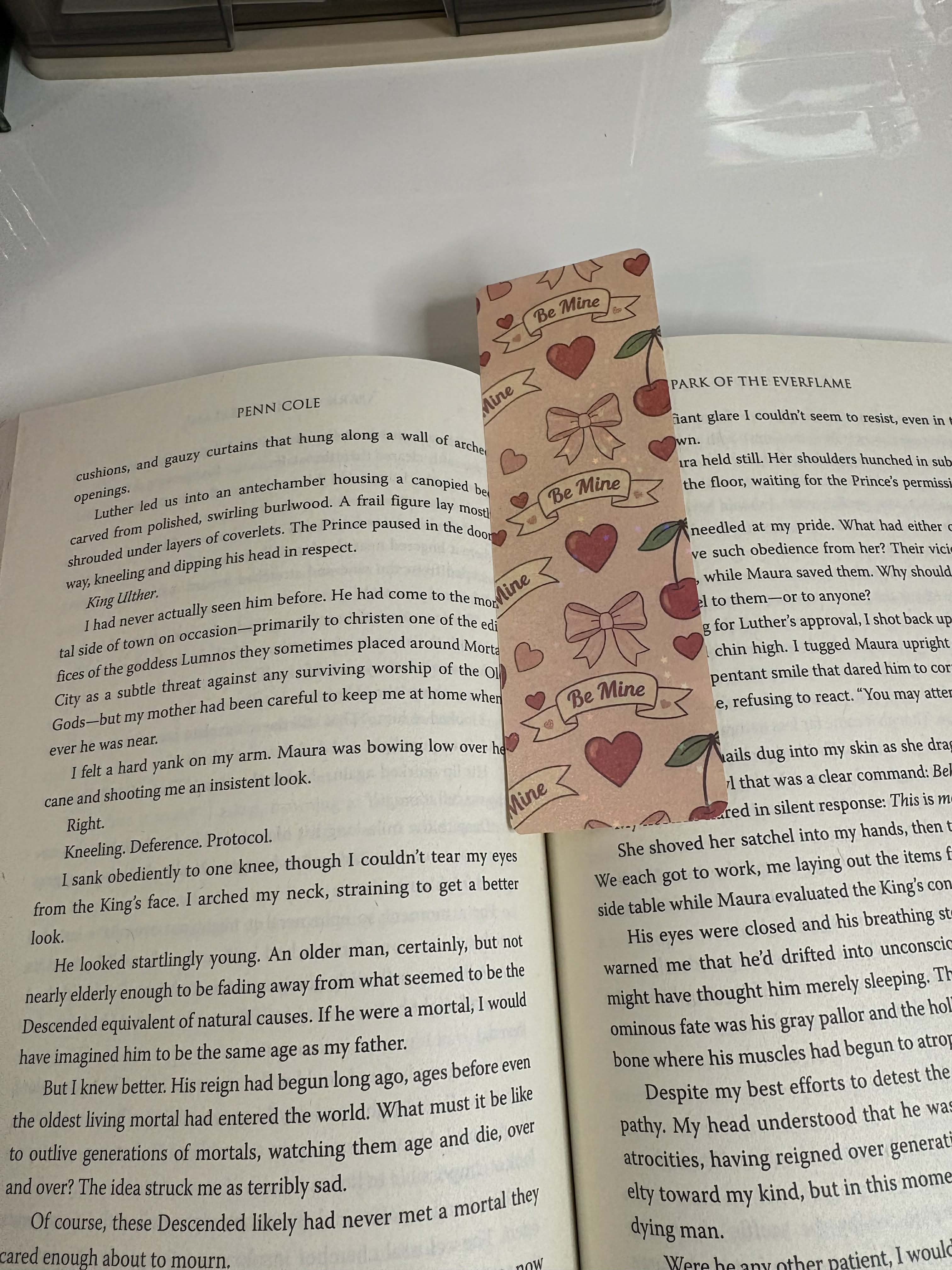 Holographic Bookmark | Be Mine, Hearts, Coquette Cherries & Bows Bookmark | Bookish Gift | Gift For Book Lover | Gift For Readers