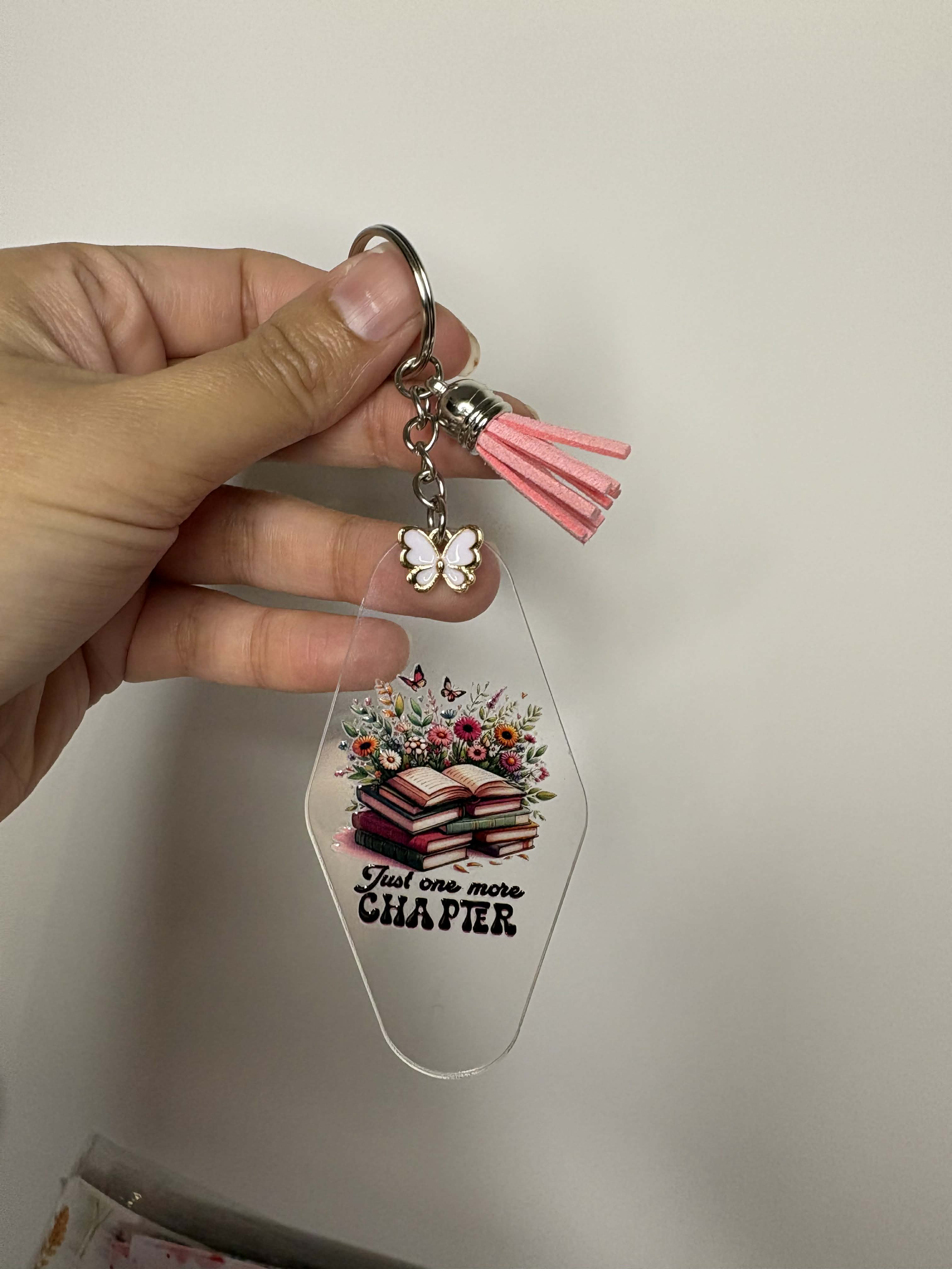 Bookish Motel Keychain, Acrylic Book Lover Keychain with Tassel & Charm, Booktok Accessory, Gift for reader Canada