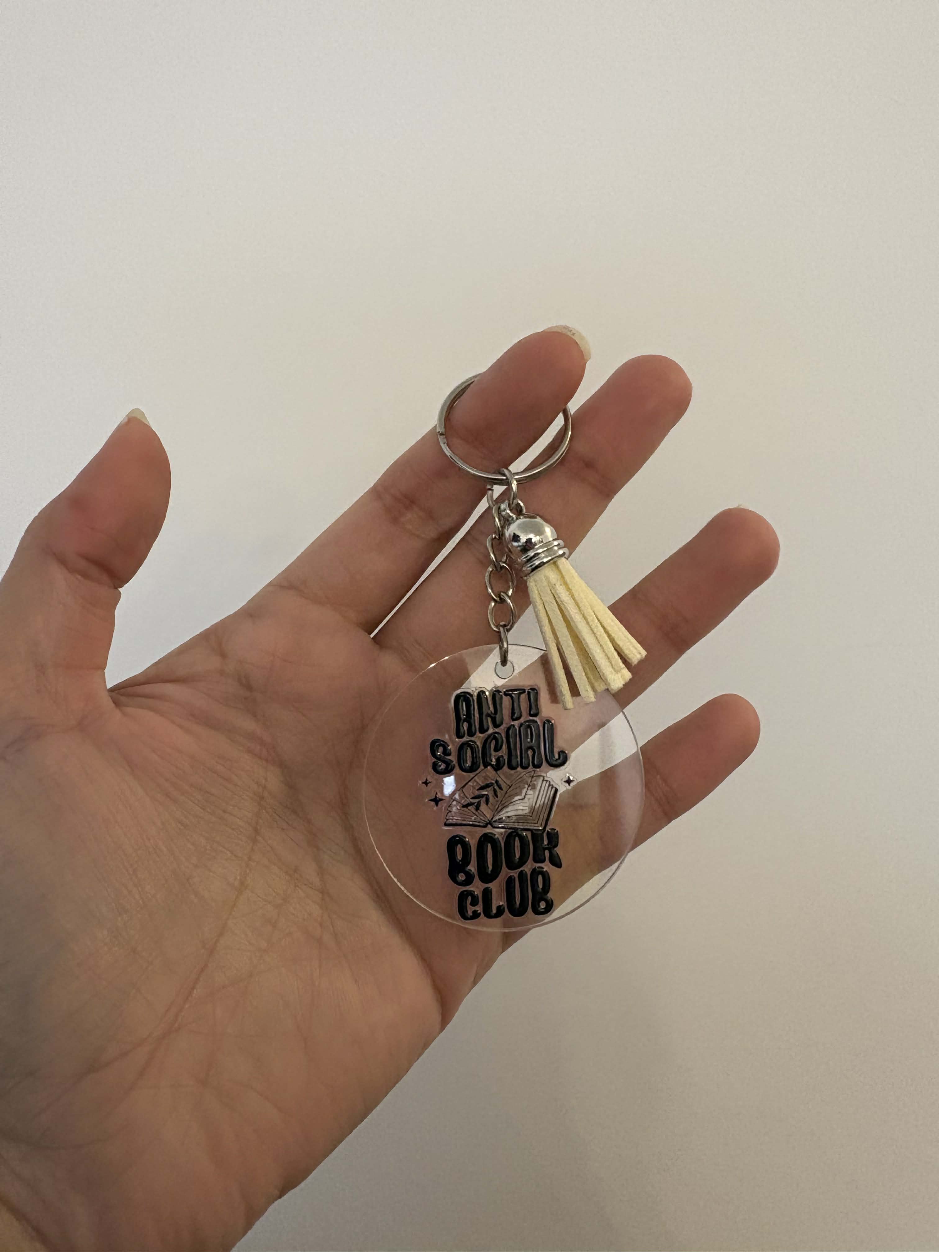 Bookish Quotes Keychain | Round Bookish Acrylic Tassel Charm Keychain | Book Lover Accessories | Bookish Merch | Bookish Stocking Stuffer