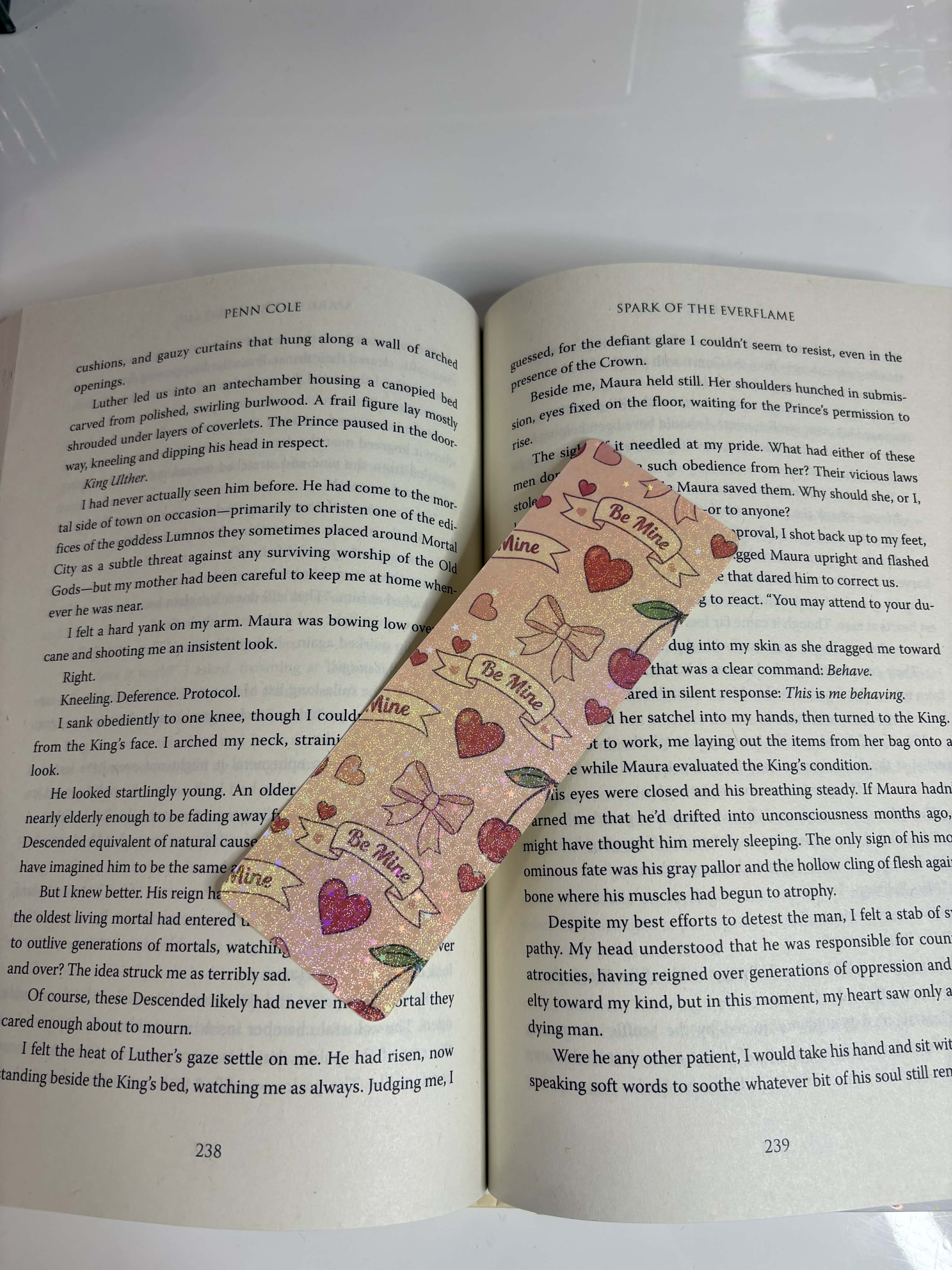 Holographic Bookmark | Be Mine, Hearts, Coquette Cherries & Bows Bookmark | Bookish Gift | Gift For Book Lover | Gift For Readers