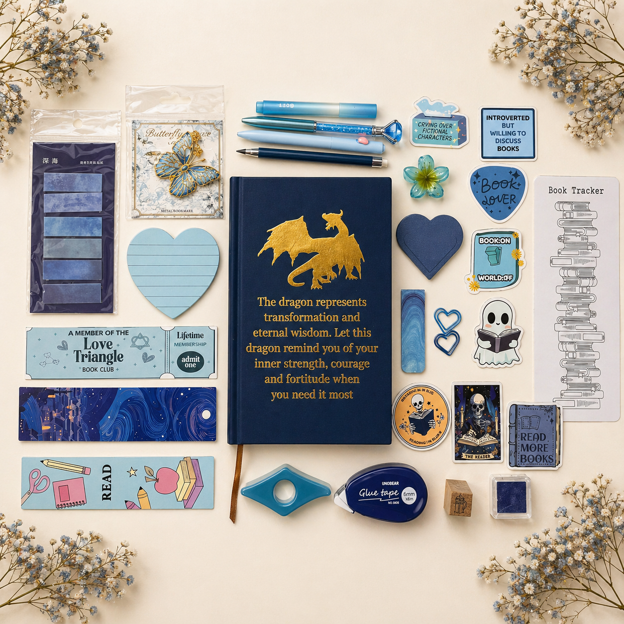 Blue Bookish bundle • Book Lover Gift Set • Reading Accessories Box• Mystery bundle