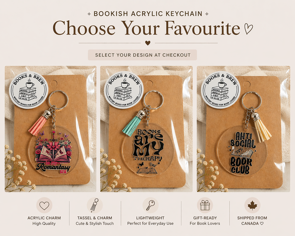 Bookish Quotes Keychain | Round Bookish Acrylic Tassel Charm Keychain | Book Lover Accessories | Bookish Merch | Bookish Stocking Stuffer