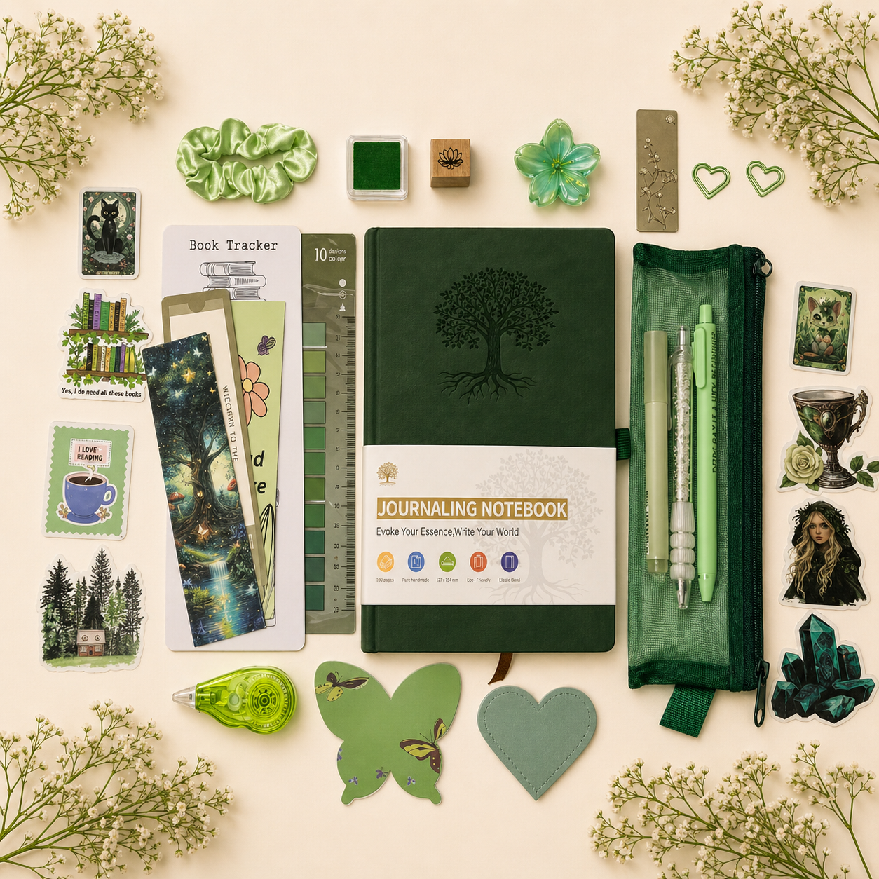 Green Mystical Bookish Bundle — Cozy Stationery & Book Lover Gift Box