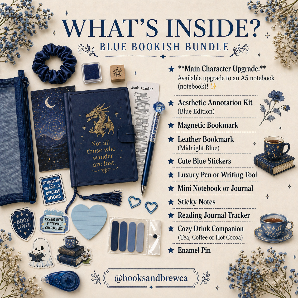 Blue Bookish bundle • Book Lover Gift Set • Reading Accessories Box• Mystery bundle