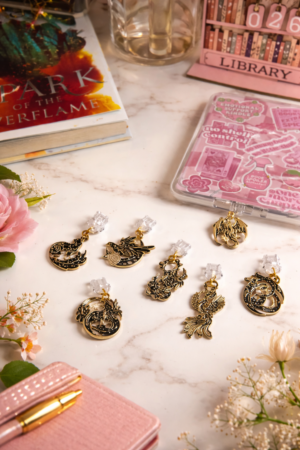 Fantasy Dragon Kindle Dust Plug Charm Set of 2, USB C E-Reader Charm, Bookish Gift for Readers, Kobo Accessory, Romantasy Merch