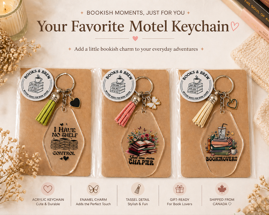 Bookish Motel Keychain, Acrylic Book Lover Keychain with Tassel & Charm, Booktok Accessory, Gift for reader Canada