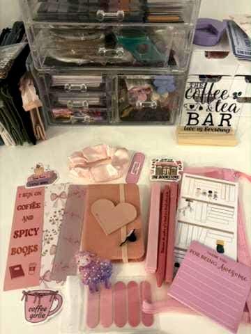 Pink Stationery Set | Pink Bookish bundle - Stickers, Bookmarks, Pens, and More! - Books and Brew Canada