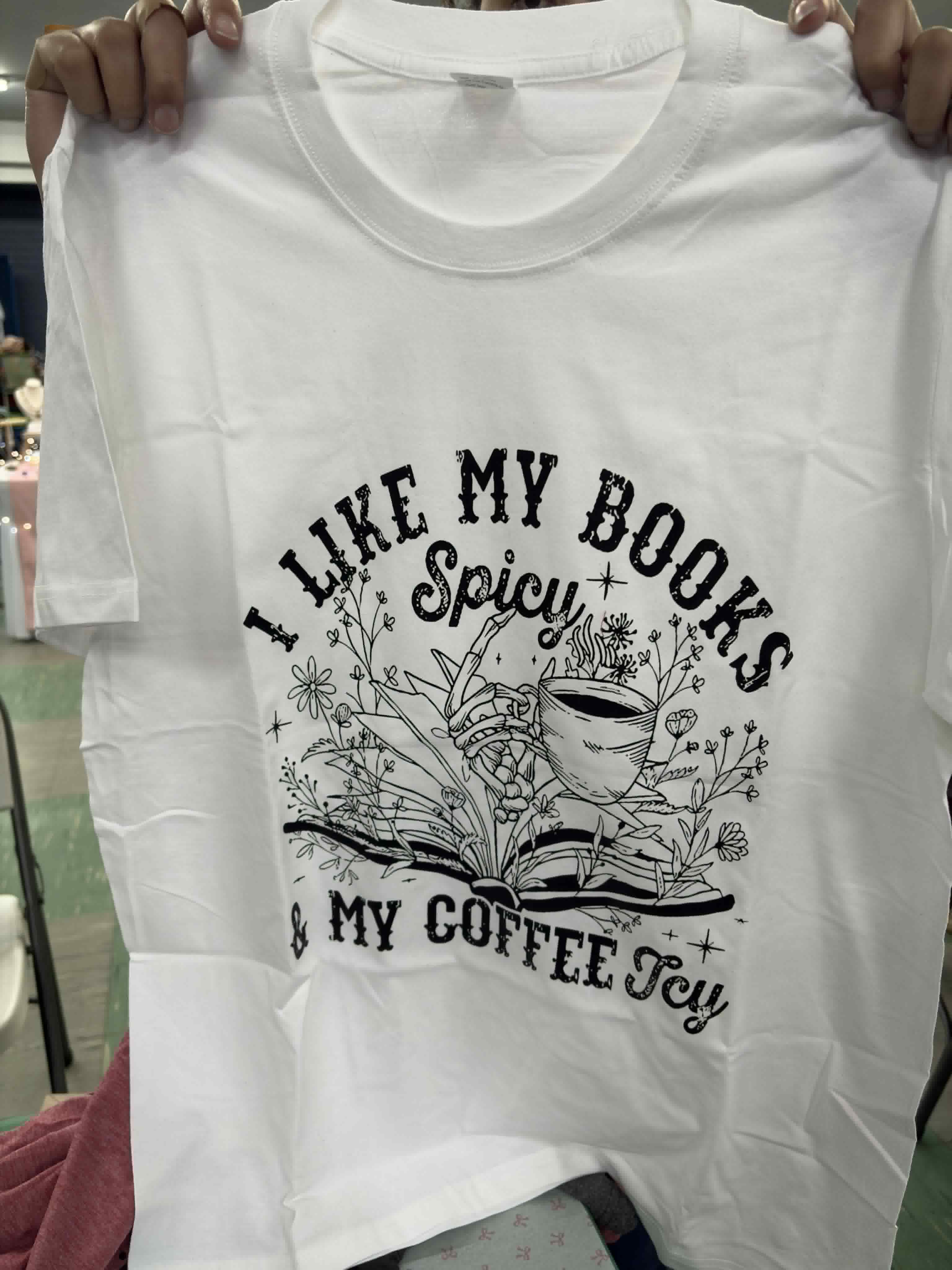 I Like my Books Spicy & my Coffee Icy T-Shirt, Funny book quotes T-shirt